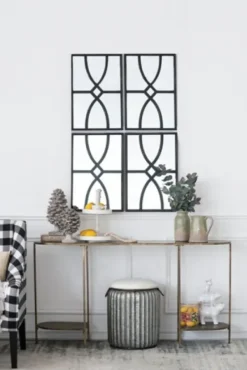Decorative Mirrors-Kirkland's Home Black Carved Wooden Frame Wall Mirrors, Set Of 2