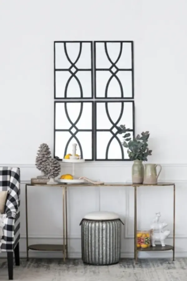 Decorative Mirrors-Kirkland's Home Black Carved Wooden Frame Wall Mirrors, Set Of 2