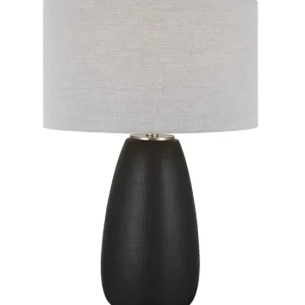 Table Lamps-Kirkland's Home Black Ceramic Gridline Table Lamp Gray