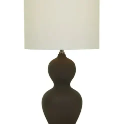Table Lamps-Kirkland's Home Black Ceramic Hourglass Simple Large Table Lamp White