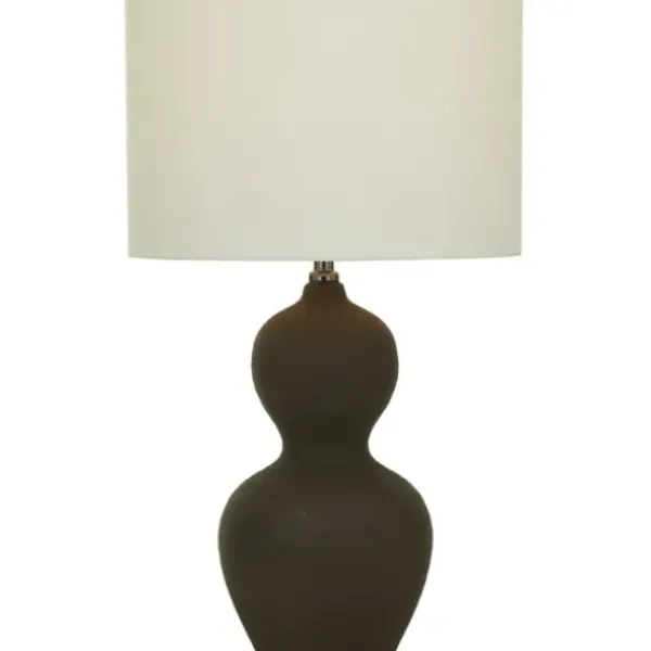 Table Lamps-Kirkland's Home Black Ceramic Hourglass Simple Large Table Lamp White