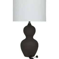 Table Lamps-Kirkland's Home Black Ceramic Hourglass Simple Large Table Lamp White
