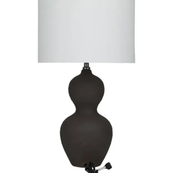 Table Lamps-Kirkland's Home Black Ceramic Hourglass Simple Large Table Lamp White