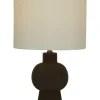 Table Lamps-Kirkland's Home Black Ceramic Hourglass Simple Small Table Lamp White