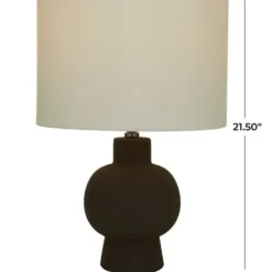 Table Lamps-Kirkland's Home Black Ceramic Hourglass Simple Small Table Lamp White