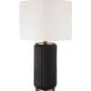 Table Lamps-Kirkland's Home Black Ceramic Ribbed Table Lamp White
