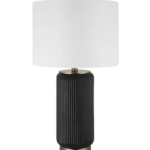 Table Lamps-Kirkland's Home Black Ceramic Ribbed Table Lamp White