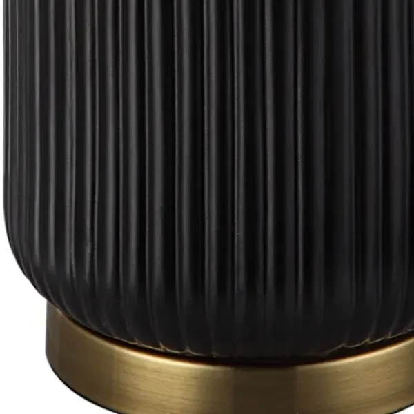 Table Lamps-Kirkland's Home Black Ceramic Ribbed Table Lamp White