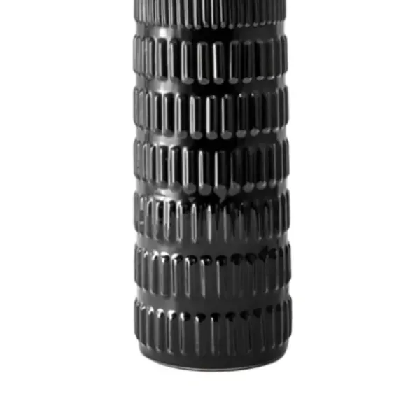 Table Lamps-Kirkland's Home Black Ceramic Stacked Lines Table Lamp White