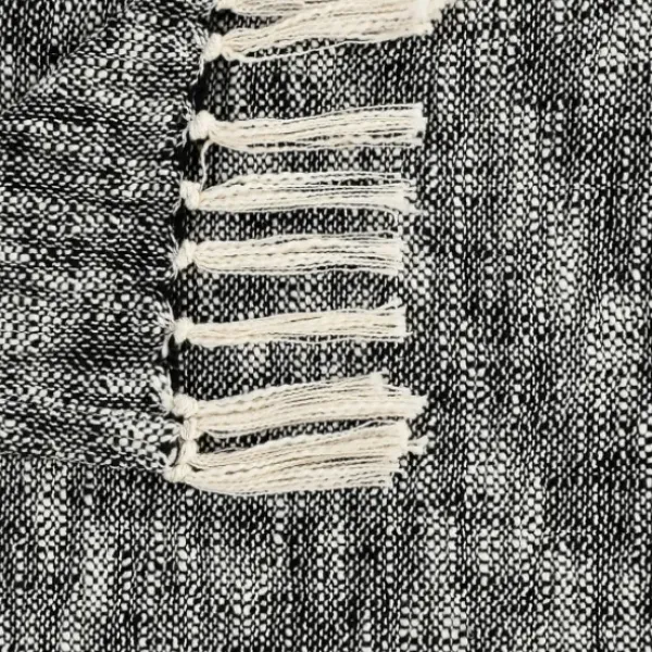 Blankets & Throws-Kirkland's Home Black Chambray Fringe Throw Black/White
