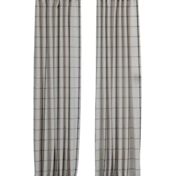 Curtains & Drapes-Kirkland's Home Black Checkered Single Curtain Panel, 84 In. Black/Tan