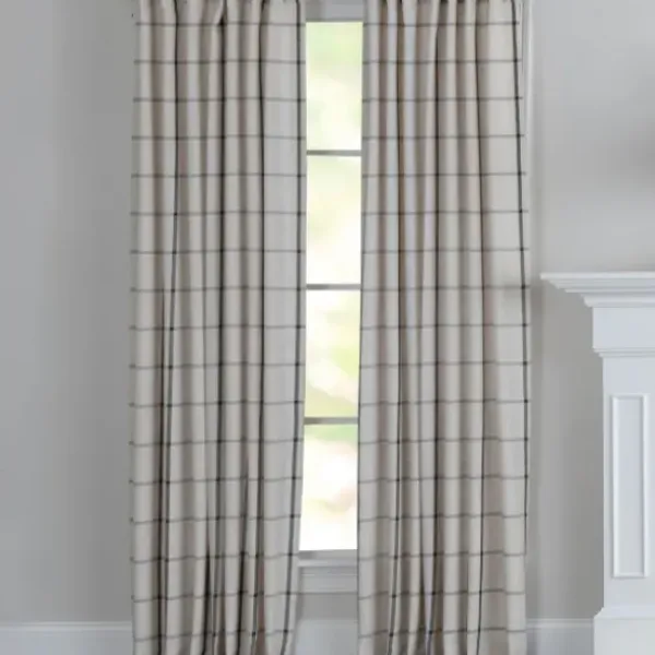 Curtains & Drapes-Kirkland's Home Black Checkered Single Curtain Panel, 84 In. Black/Tan