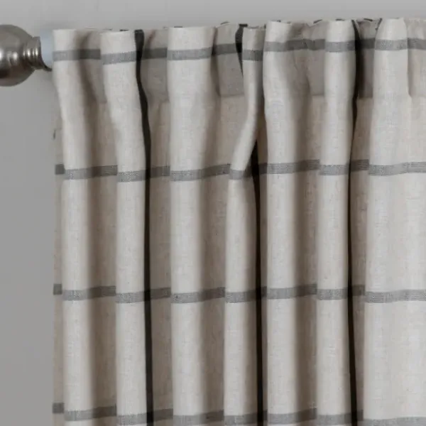 Curtains & Drapes-Kirkland's Home Black Checkered Single Curtain Panel, 84 In. Black/Tan
