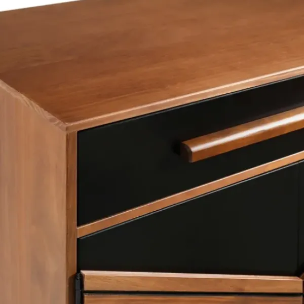 Cabinets & Sideboards-Kirkland's Home Black Chevron Wood Single Drawer Cabinet