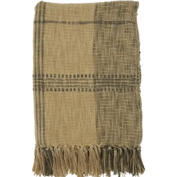 Blankets & Throws-Kirkland's Home Black Cotton Plaid Oaker Throw Blanket Black/Brown