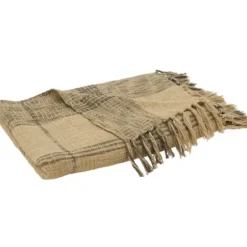Blankets & Throws-Kirkland's Home Black Cotton Plaid Oaker Throw Blanket Black/Brown