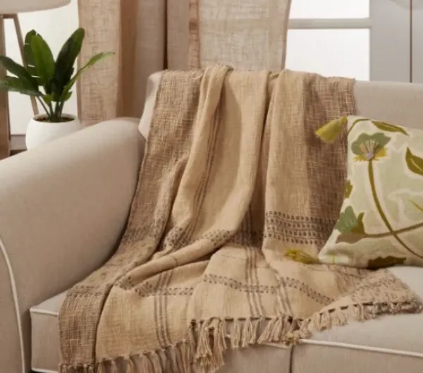Blankets & Throws-Kirkland's Home Black Cotton Plaid Oaker Throw Blanket Black/Brown