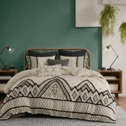 Comforters-Kirkland's Home Black Diamond 3-Pc. California King Comforter Set Black/Ivory