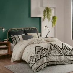 Comforters-Kirkland's Home Black Diamond 3-Pc. Full/Queen Comforter Set Black/Ivory