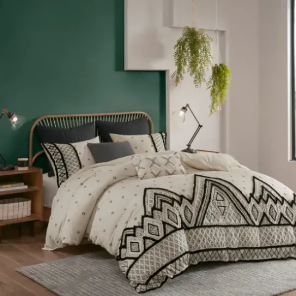 Comforters-Kirkland's Home Black Diamond 3-Pc. Full/Queen Comforter Set Black/Ivory