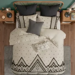 Comforters-Kirkland's Home Black Diamond 3-Pc. Full/Queen Comforter Set Black/Ivory