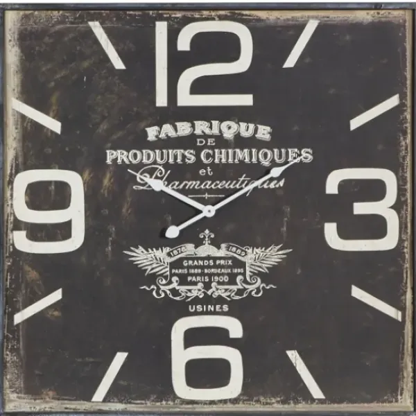Clocks-Kirkland's Home Black Distressed Wood Face Square Clock