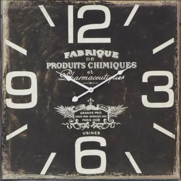 Clocks-Kirkland's Home Black Distressed Wood Face Square Clock