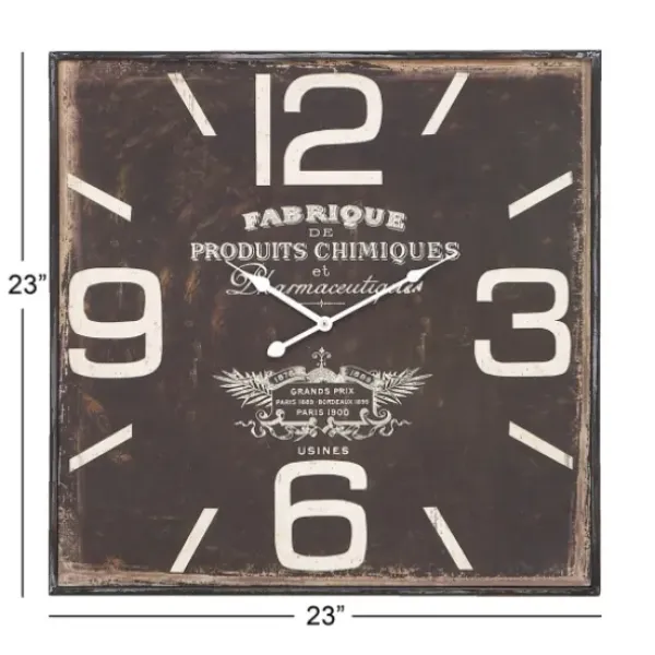 Clocks-Kirkland's Home Black Distressed Wood Face Square Clock