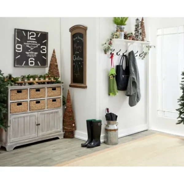Clocks-Kirkland's Home Black Distressed Wood Face Square Clock