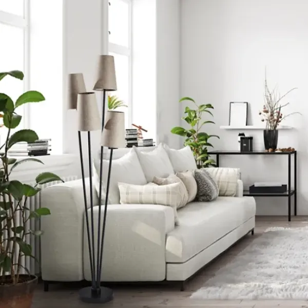 Floor Lamps-Kirkland's Home Black Enoki 4-Arm Asymmetrical Floor Lamp Black/Tan