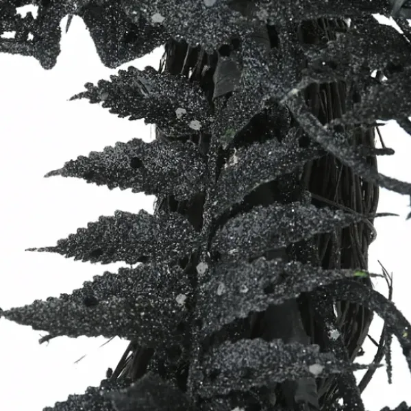 Wreaths-Kirkland's Home Black Fern Swirl Bats Halloween Wreath