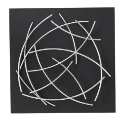 Wall Plaques-Kirkland's Home Black Frame Silver Abstract Lines Wall Plaque Black/Silver