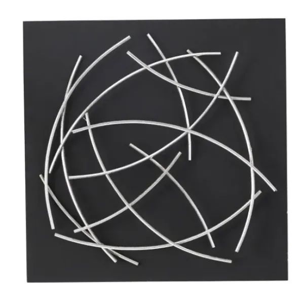 Wall Plaques-Kirkland's Home Black Frame Silver Abstract Lines Wall Plaque Black/Silver