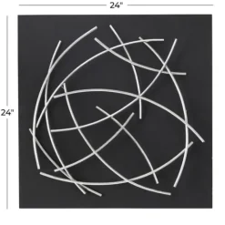 Wall Plaques-Kirkland's Home Black Frame Silver Abstract Lines Wall Plaque Black/Silver