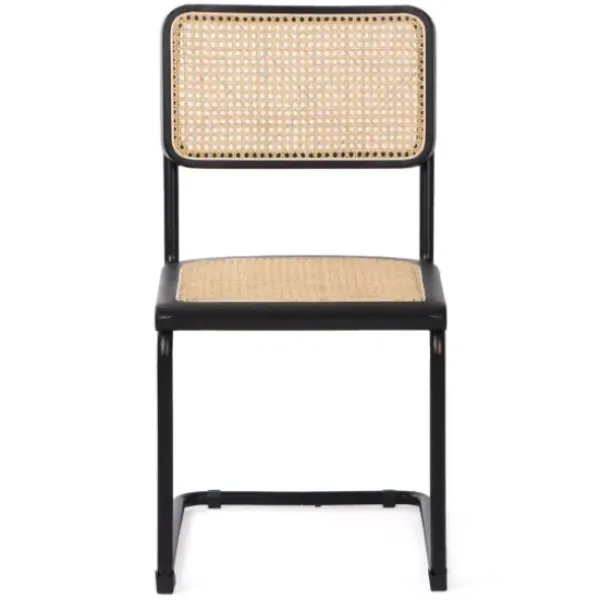 Dining Chairs-Kirkland's Home Black Framed Woven Cane Dining Chairs, Set Of 2 Tan/Black