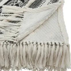 Blankets & Throws-Kirkland's Home Black Geometric Diamond Throw Black/White