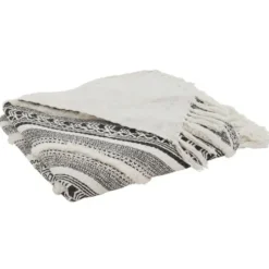 Blankets & Throws-Kirkland's Home Black Geometric Diamond Throw Black/White