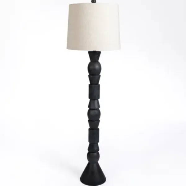 Floor Lamps-Kirkland's Home Black Geometric Floor Lamp Tan