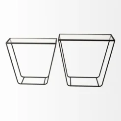 Accent & End Tables-Kirkland's Home Black Geometric Nesting Accent Tables, Set Of 2