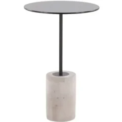 Accent & End Tables-Kirkland's Home Black Glass And Concrete Round Accent Table