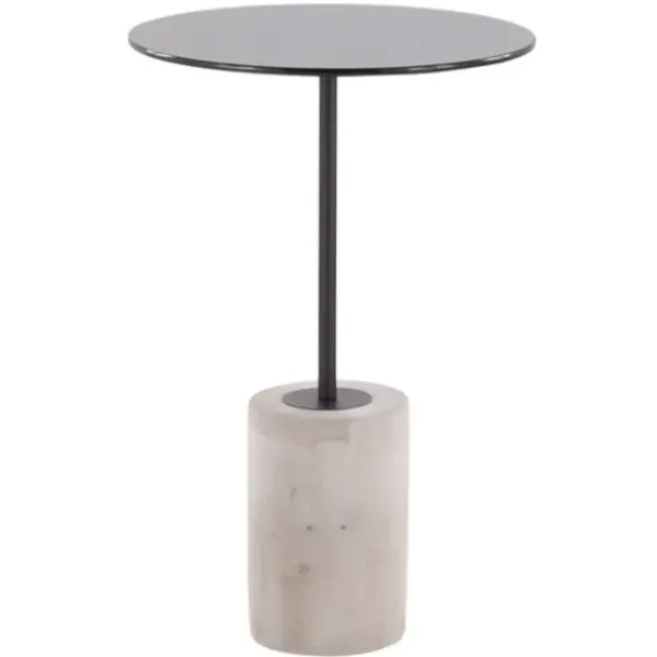 Accent & End Tables-Kirkland's Home Black Glass And Concrete Round Accent Table