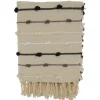 Blankets & Throws-Kirkland's Home Black Gray Dot Striped Throw Blanket Ivory
