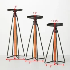 Candle Holders-Kirkland's Home Black Hairpin 3-Pc. Pillar Candle Holder Set Brown/Black