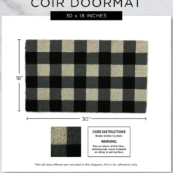 Doormats-Kirkland's Home Black Hello Bold Stripe Coir Doormat, 30 In. Black/Tan