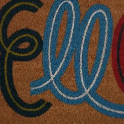 Doormats-Kirkland's Home Black Hello Bold Stripe Coir Doormat, 24 In. Tan/Black