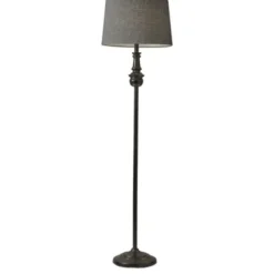 Floor Lamps-Kirkland's Home Black Herringbone Floor Lamp Gray