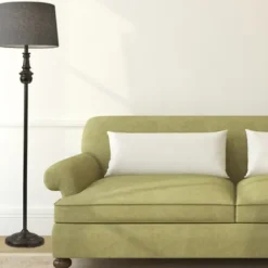 Floor Lamps-Kirkland's Home Black Herringbone Floor Lamp Gray