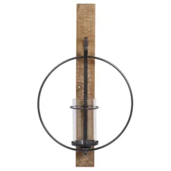 Sconces-Kirkland's Home Black Hoop Glass Sleeve Wall Sconce, 28 In.
