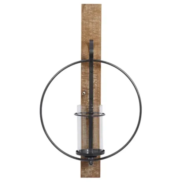 Sconces-Kirkland's Home Black Hoop Glass Sleeve Wall Sconce, 28 In.