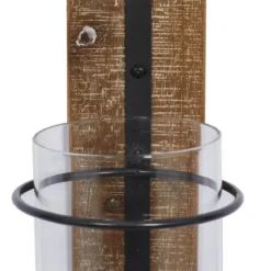 Sconces-Kirkland's Home Black Hoop Glass Sleeve Wall Sconce, 28 In.